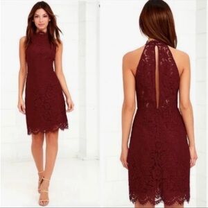 BB DAKOTA Burgundy Women's Cara High Neck Lace Dress Size 6